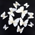 3D butterflies with magnet, house or event decorations, set of 12 pieces, white color, A33